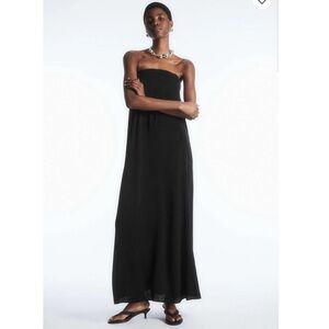 COS Black bandeau Strapless Maxi Dress size8